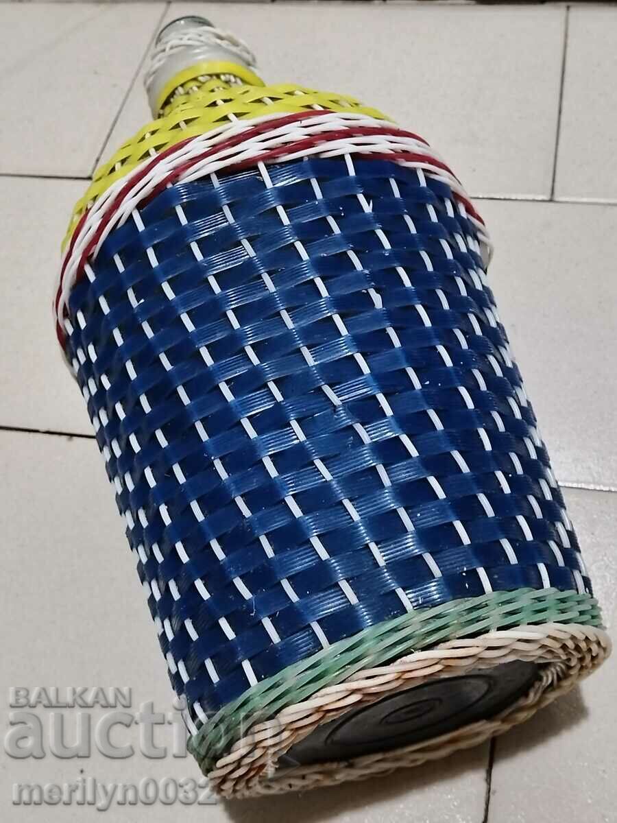 Old damajana with braid, large bottle, glass - 6 Old damajana with braid, large bottle, glass - 6