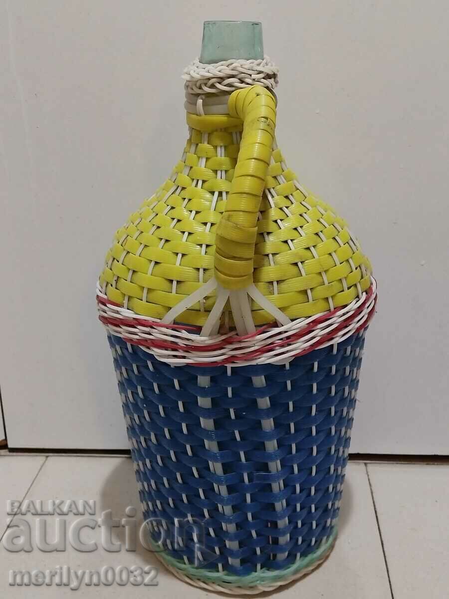 Old damajana with braid, large bottle, glass - 7 Old damajana with braid, large bottle, glass - 7