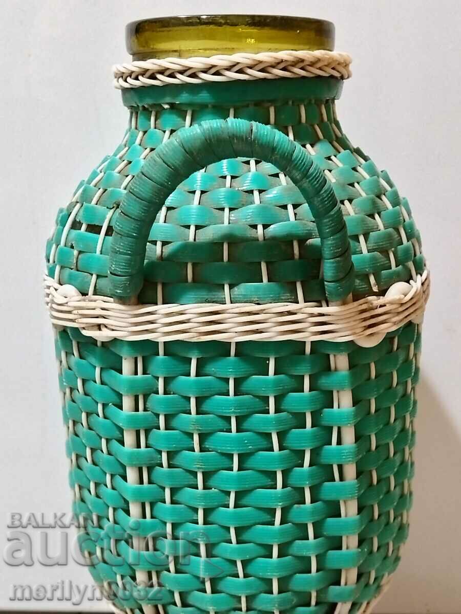 Старинен стъклен буркан за трушия с оплетка с цена 39.00 лв. | € 19.94 Старинен стъклен буркан за трушия с оплетка с цена 39.00 лв. | € 19.94