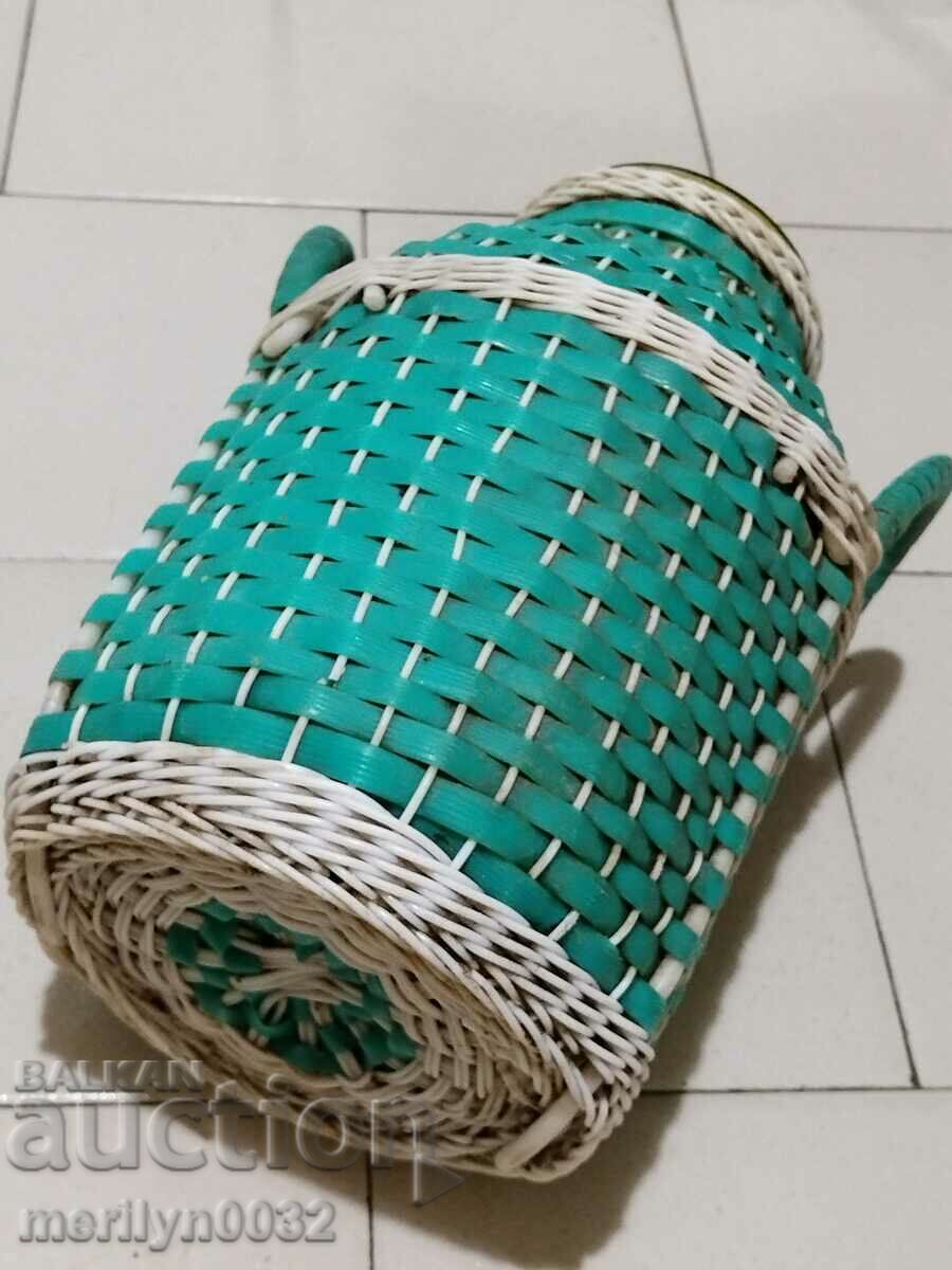 Старинен стъклен буркан за трушия с оплетка - 5 Старинен стъклен буркан за трушия с оплетка - 5