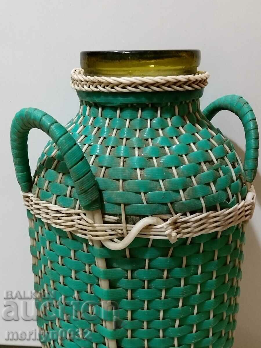 Старинен стъклен буркан за трушия с оплетка - 7 Старинен стъклен буркан за трушия с оплетка - 7