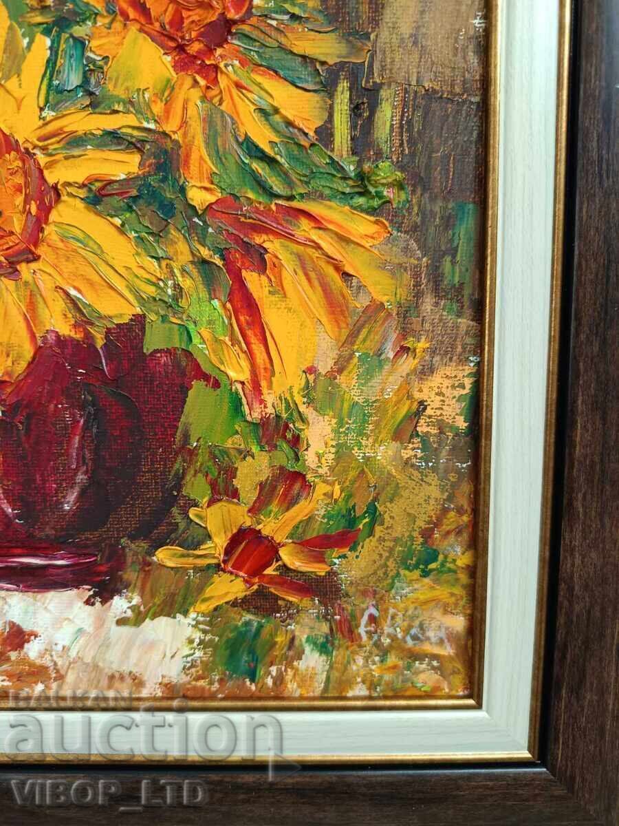 Painting BOUQUET/oil/canvas/certificate - 5