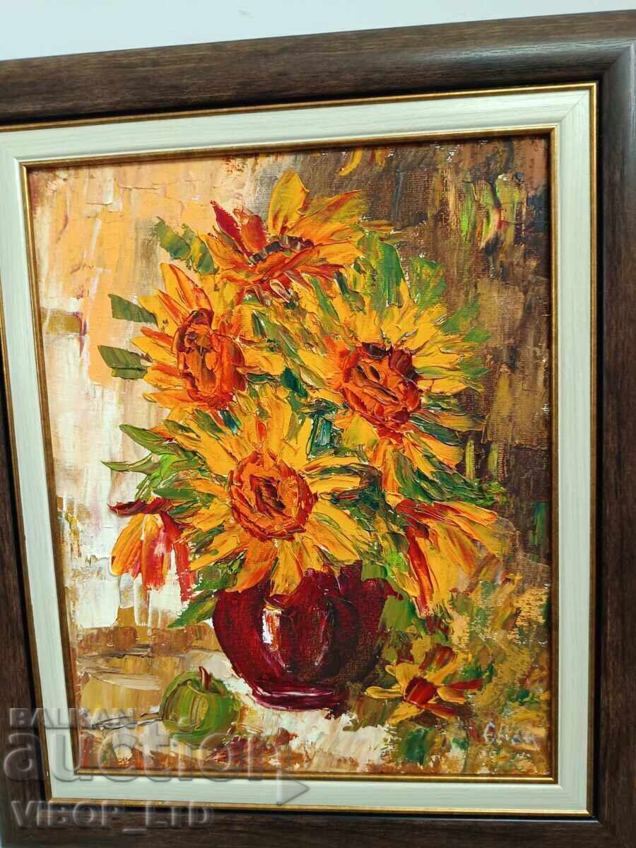 Painting BOUQUET/oil/canvas/certificate
