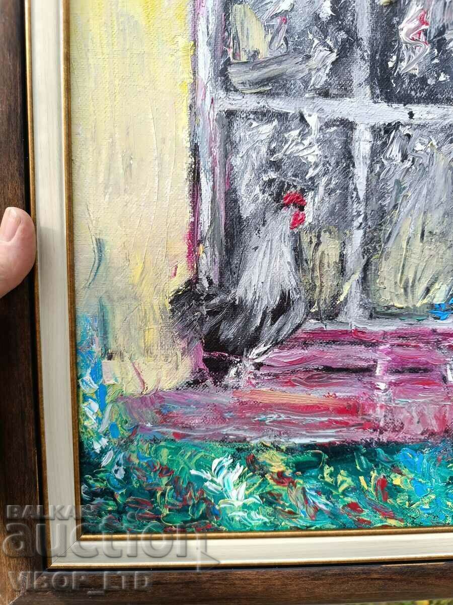 Hud. Nikolova/oil/canvas/frame/certificate/EARLY ROOSTER with price 79.98 BGN | € 40.89 Hud. Nikolova/oil/canvas/frame/certificate/EARLY ROOSTER with price 79.98 BGN | € 40.89