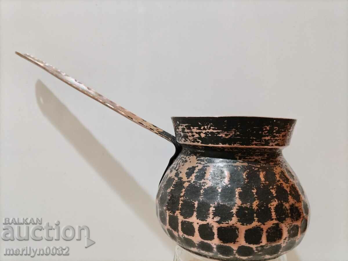 Old tinned copper cezve, coffee pot, copper, copper vessel with price 39.00 BGN | € 19.94 Old tinned copper cezve, coffee pot, copper, copper vessel with price 39.00 BGN | € 19.94