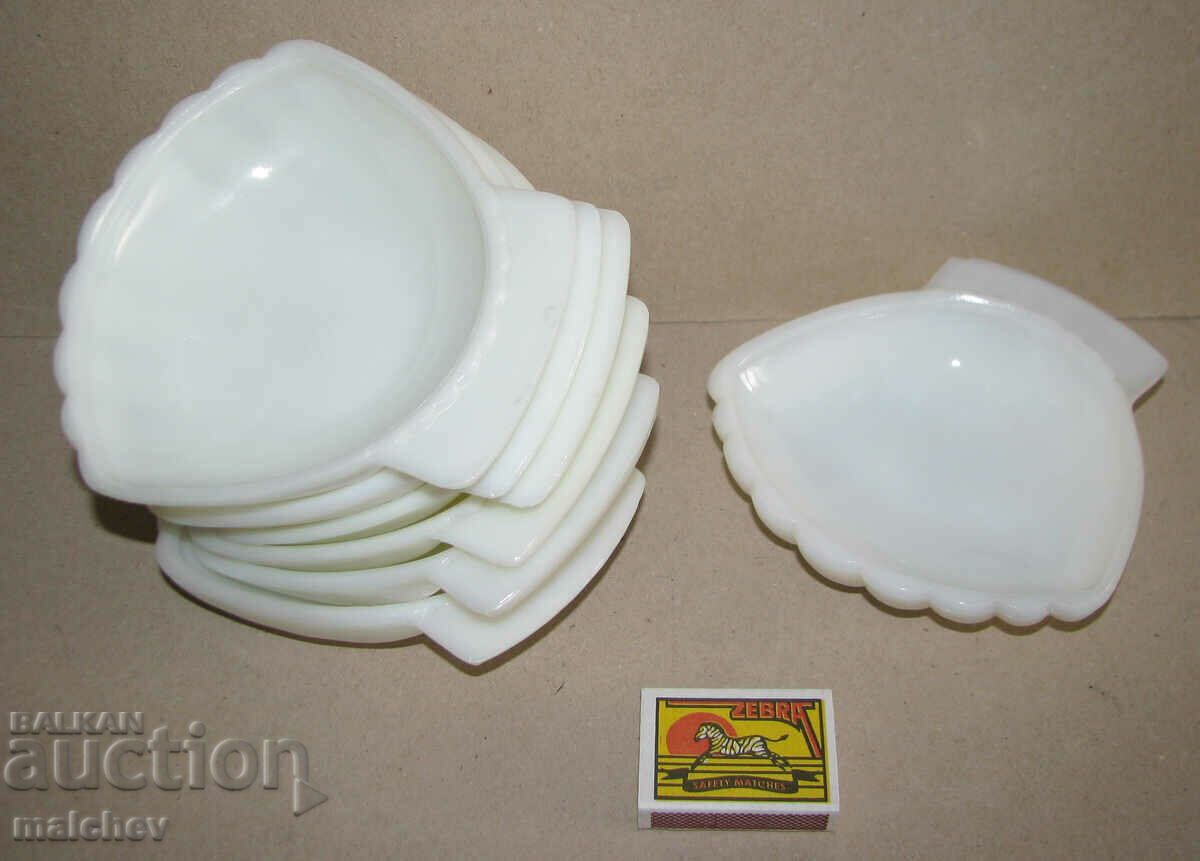 Lot of 7 plates saucers bowls for nuts shells white glass arcopal