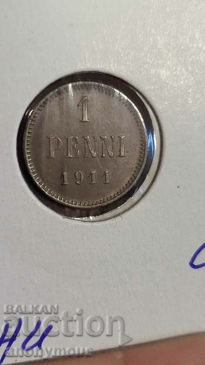 Copper coin Russia, Finland 1 penny 1911 Nicholas II