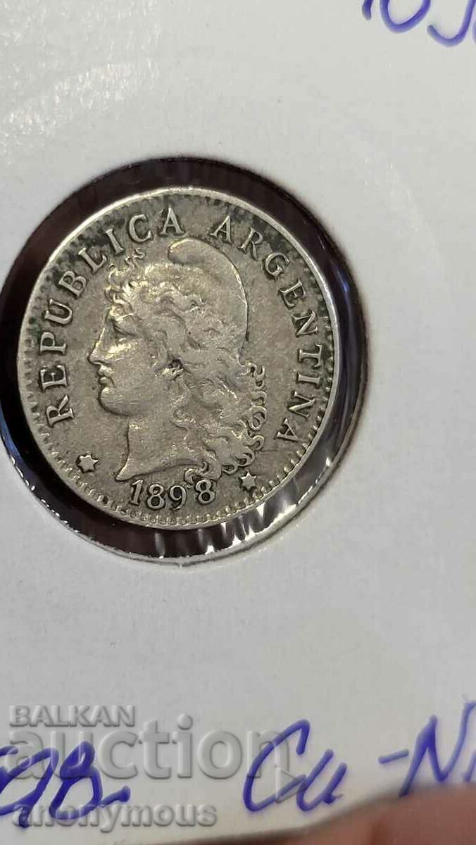 Moneda de argint Argentina 1898 5 cenți, centavos, centavos