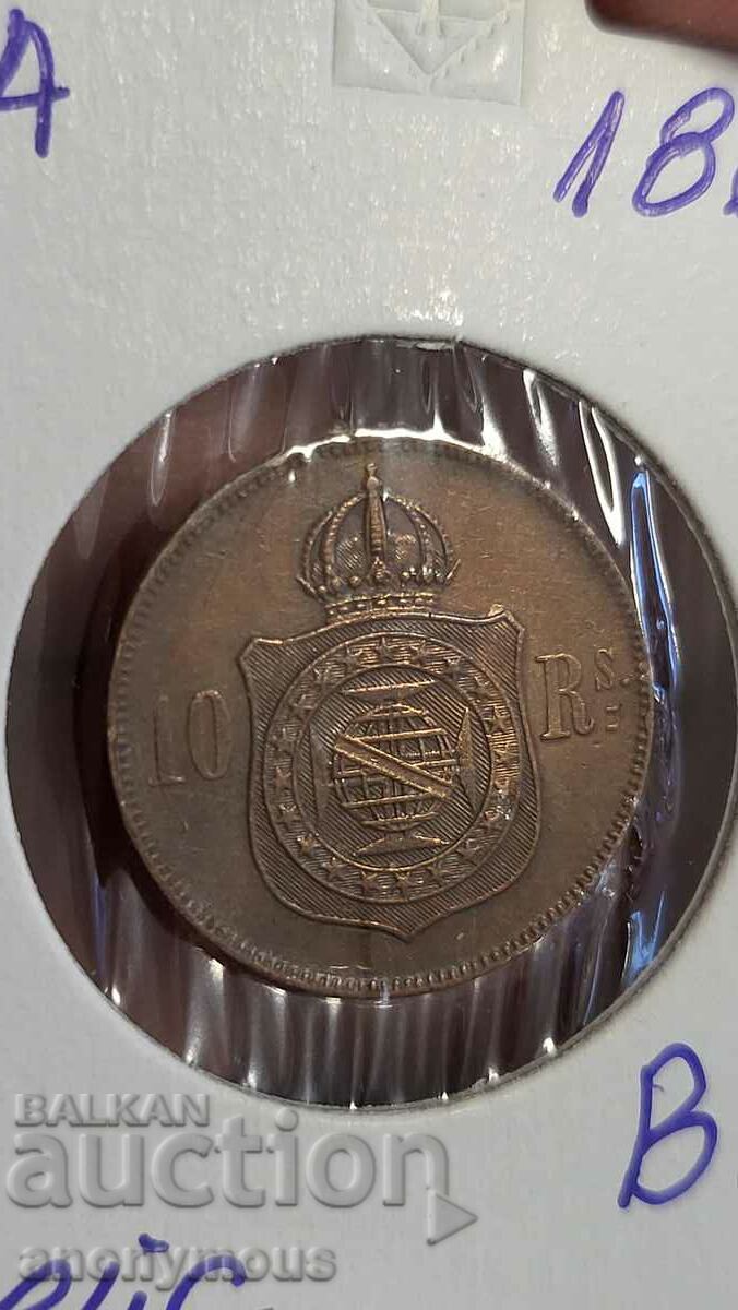 Moneda de cupru Brazilia 10 reis 1869