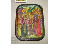 Icon of St. Cyprian and St. Justina, 16 cm, wood, imit. ceramics