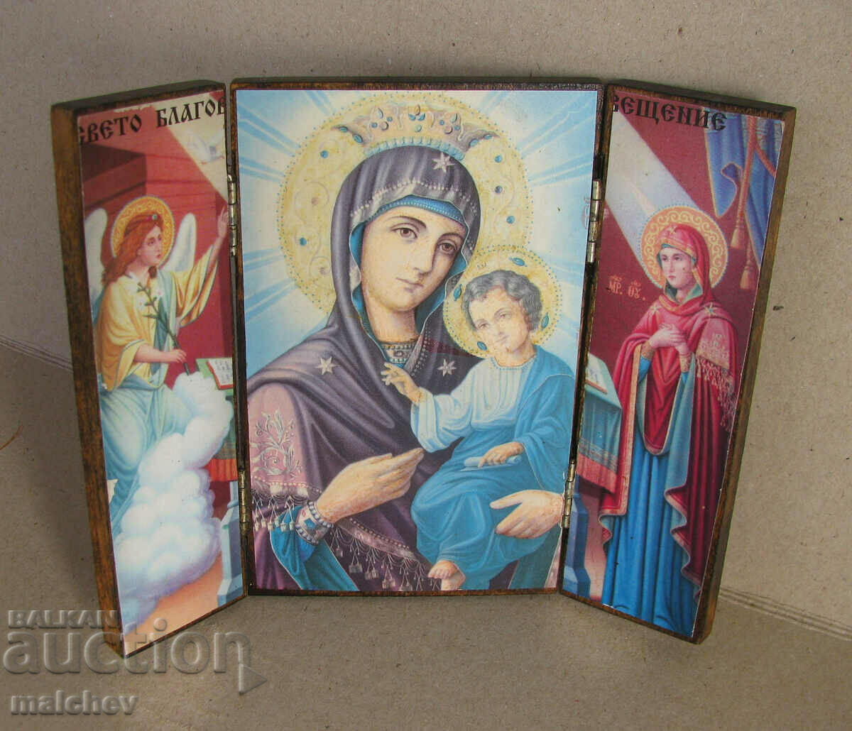 Icon triptych St. Annunciation 13/16 cm, excellent