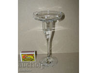 Old glass candle holder 16 cm hand blown glass, excellent