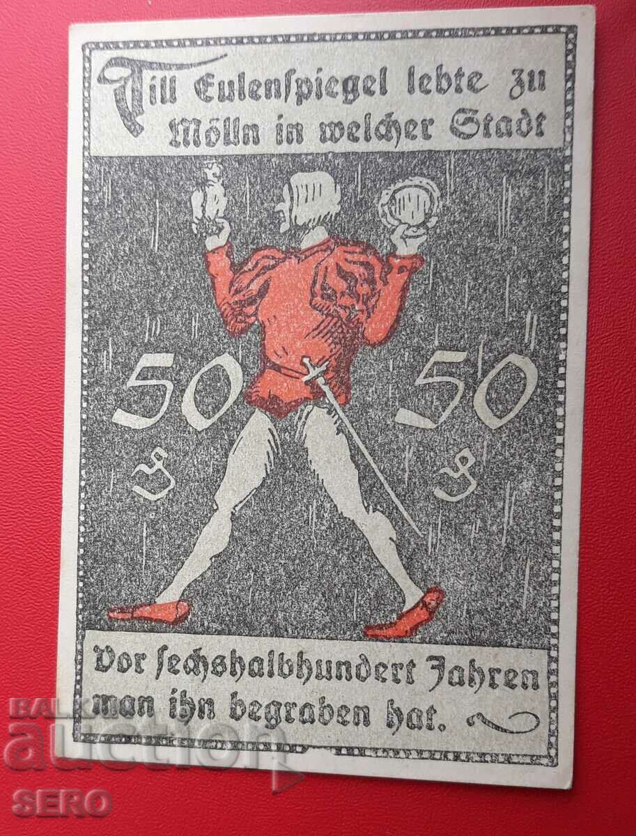 Bancnota-Germania-Schleswig-Holstein-Möln-50 pfennig 1921