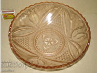 Old rose glass fruit bowl 25 cm "tulips", excellent