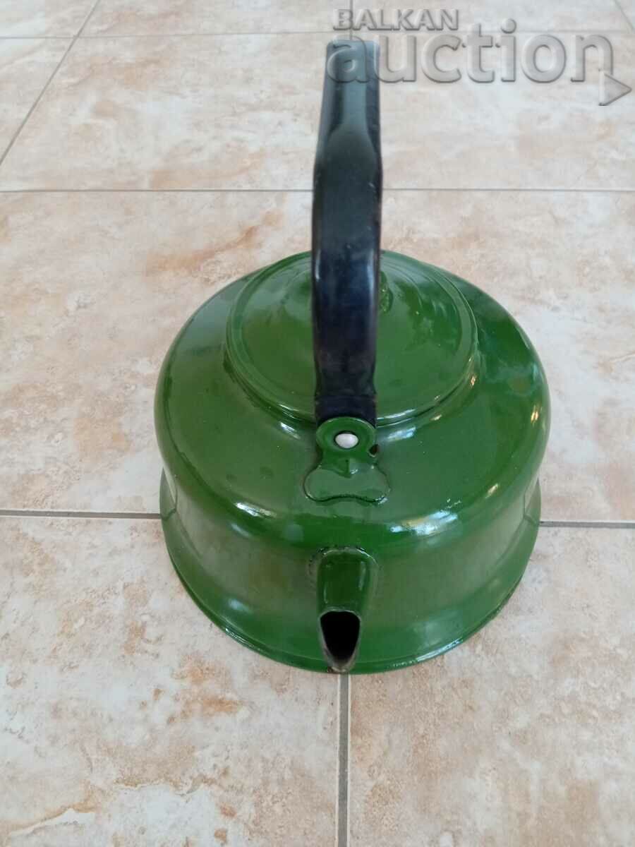 Auction large retro vintage enamel green teapot 1950s Auction large retro vintage enamel green teapot 1950s