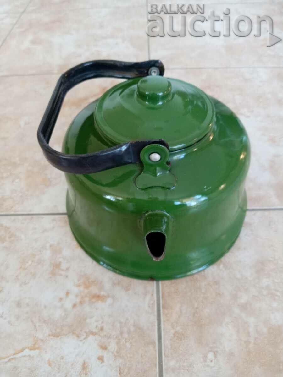 Delivery of large retro vintage enamel green teapot 1950s Delivery of large retro vintage enamel green teapot 1950s