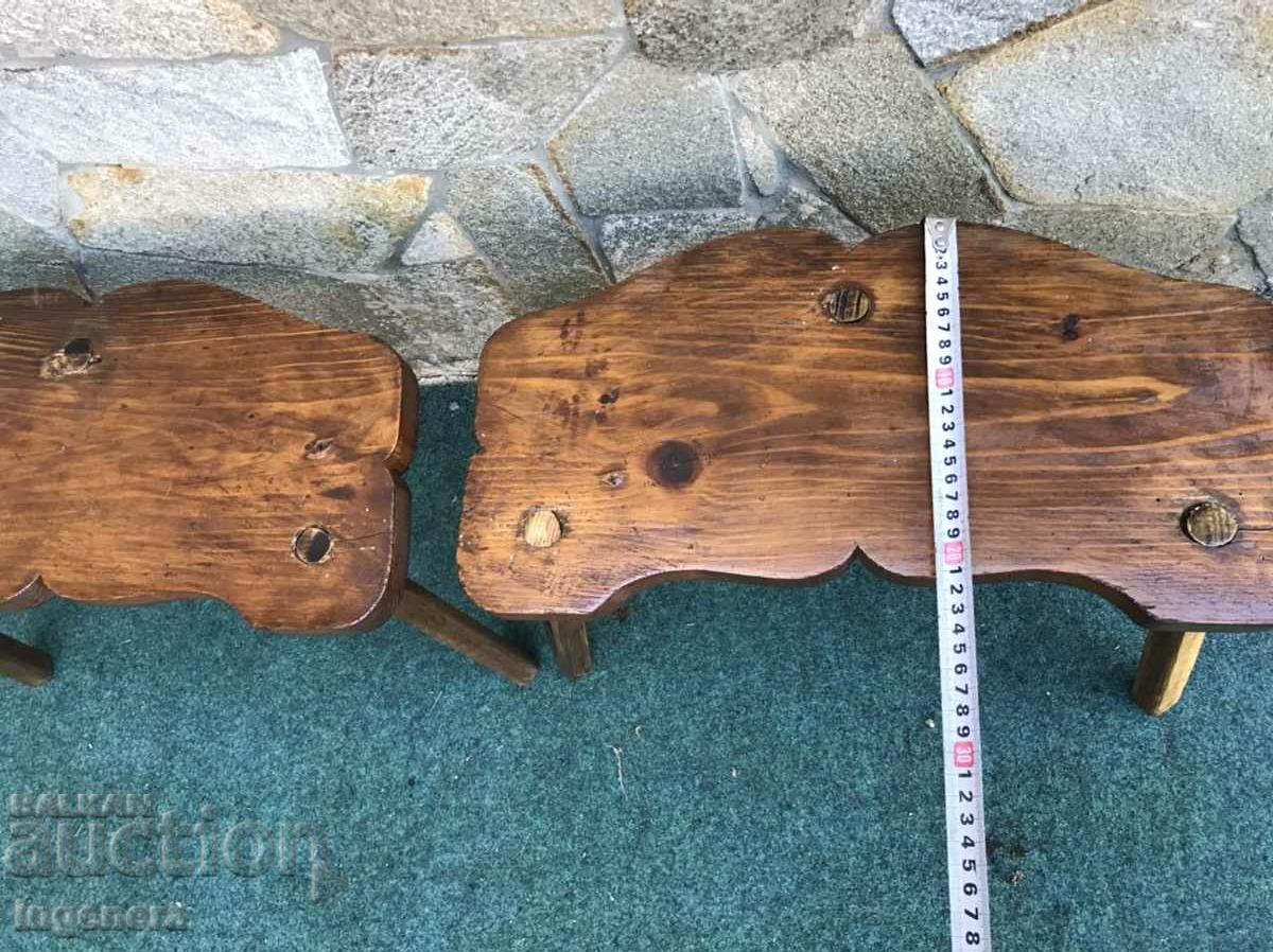 Auction  CHAIR CHAIR WITH THREE LEGS, SOLID WOOD ANTIQUE - 2 PCS.