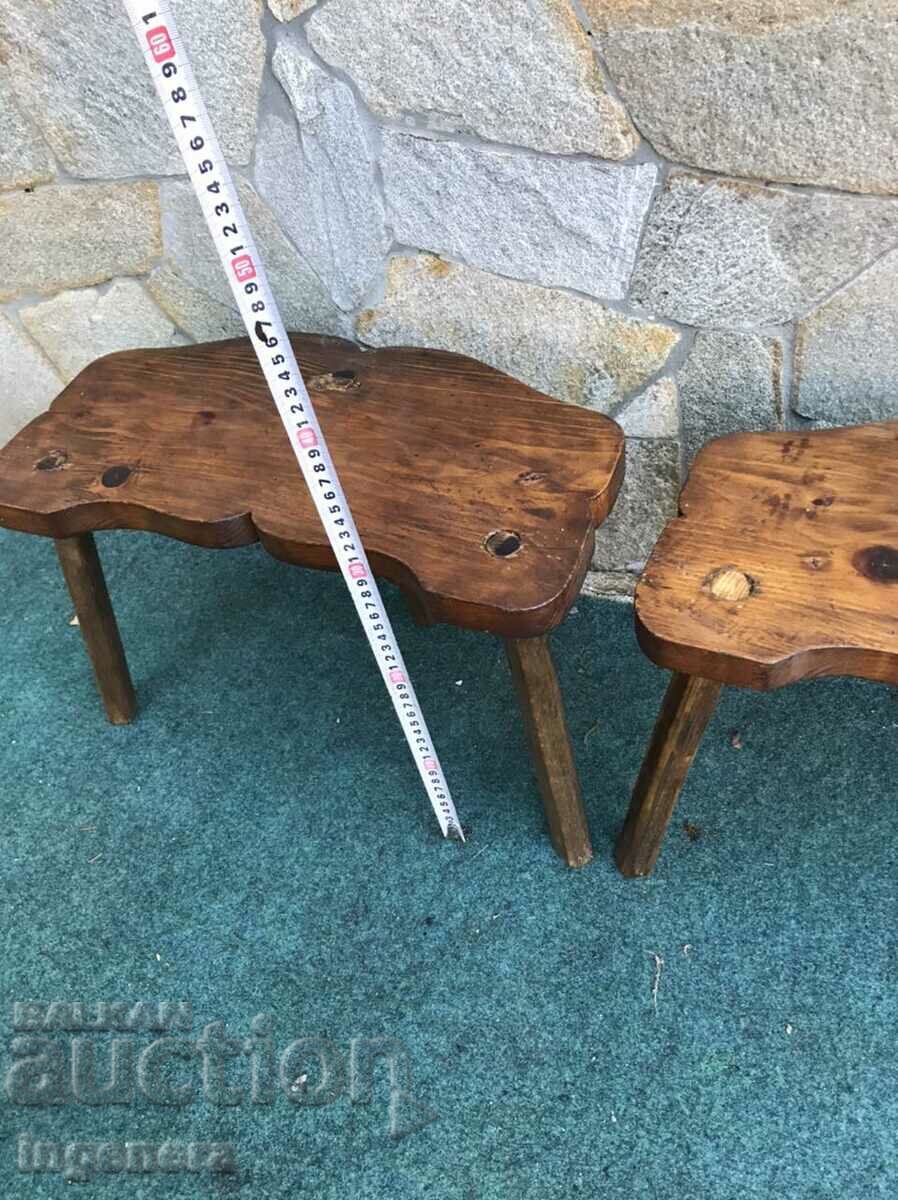 CHAIR CHAIR WITH THREE LEGS, SOLID WOOD ANTIQUE - 2 PCS. - 5