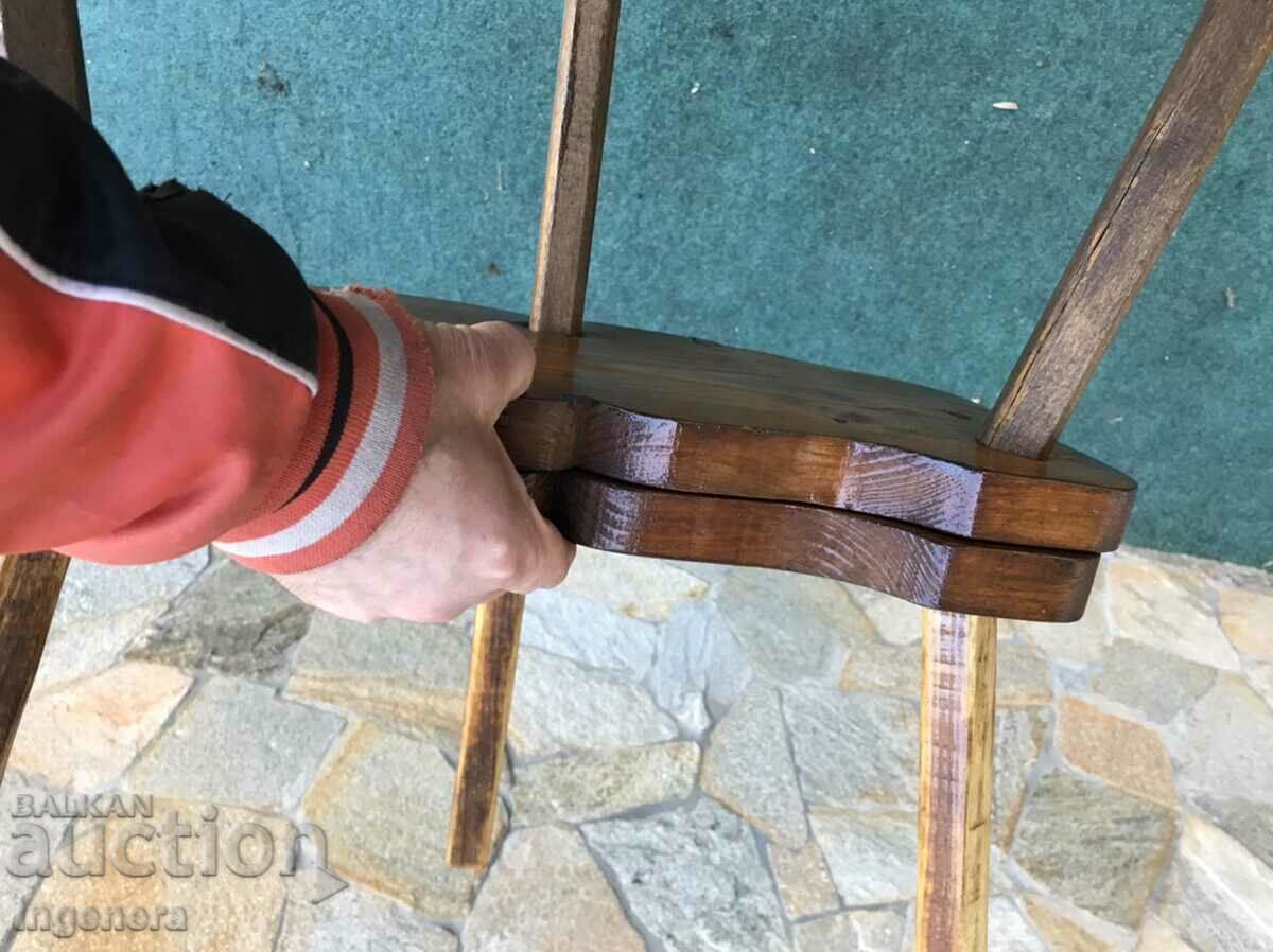 CHAIR CHAIR WITH THREE LEGS, SOLID WOOD ANTIQUE - 2 PCS. - 6