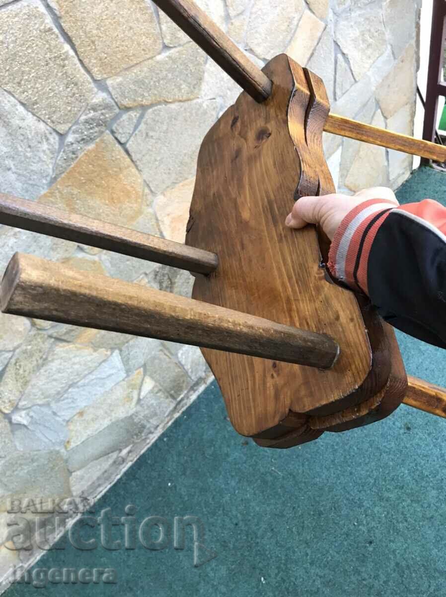 CHAIR CHAIR WITH THREE LEGS, SOLID WOOD ANTIQUE - 2 PCS. - 7