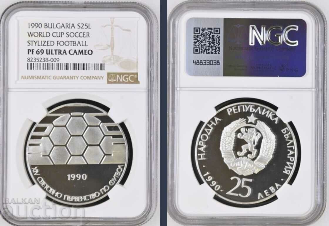 25 BGN 1990 Minge de fotbal PF 69 NGC