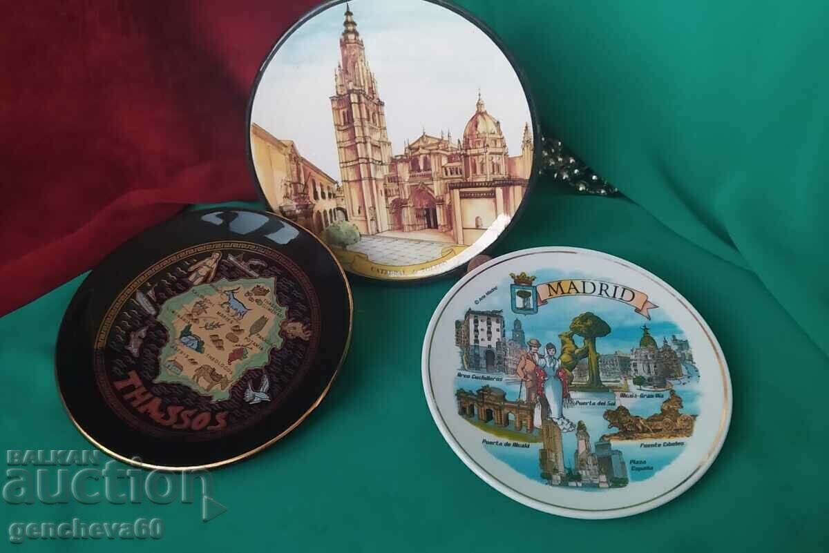 Collectible Porcelain Wall Plates Madrid, Toledo, Thassos Collectible Porcelain Wall Plates Madrid, Toledo, Thassos