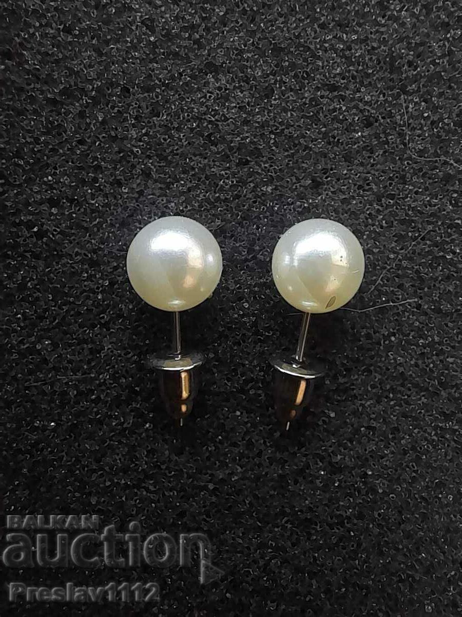 Titanium steel pearl earrings