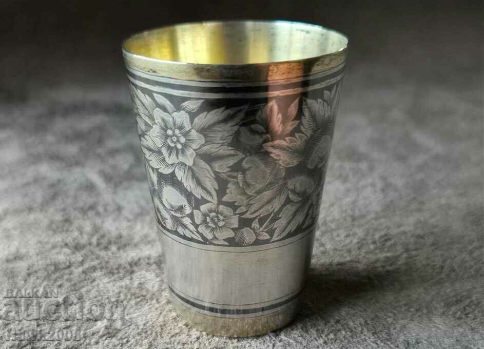 Sterling silver with gilt and niello Russian Caucasian cup