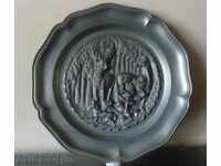 Plate, pewter, decorative, DEER 190 mm