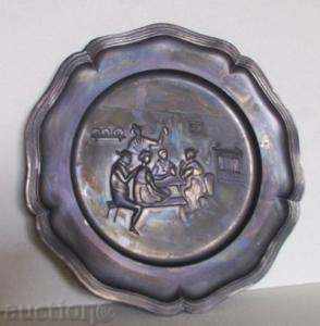 Plate, pewter, decorative, classical fragment 235 mm