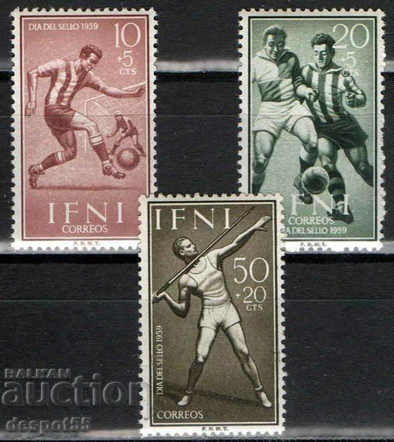 1959. IFNI (spaniol). Ziua timbrului poștal - Sport.