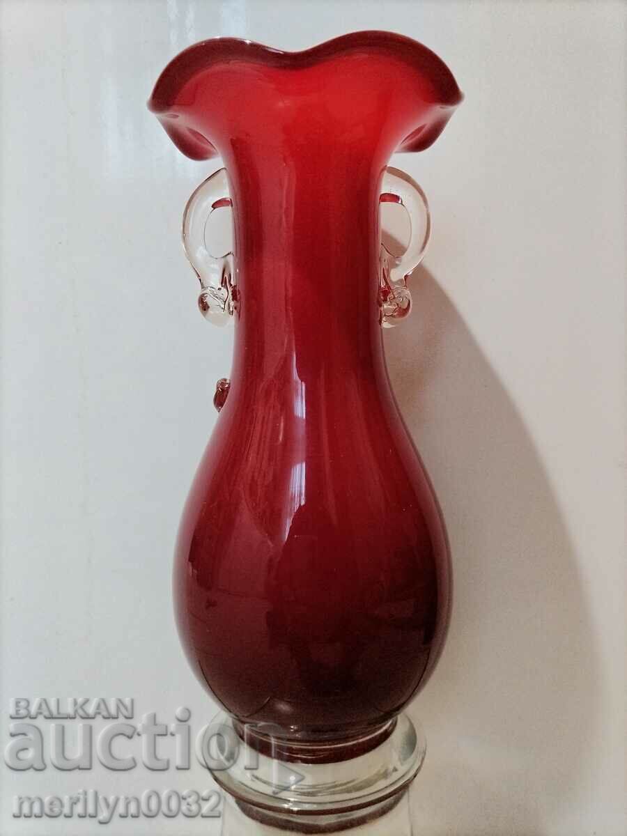 Murano glass vase with cape opening 24 cm high with price 99.00 BGN | € 50.62 Murano glass vase with cape opening 24 cm high with price 99.00 BGN | € 50.62