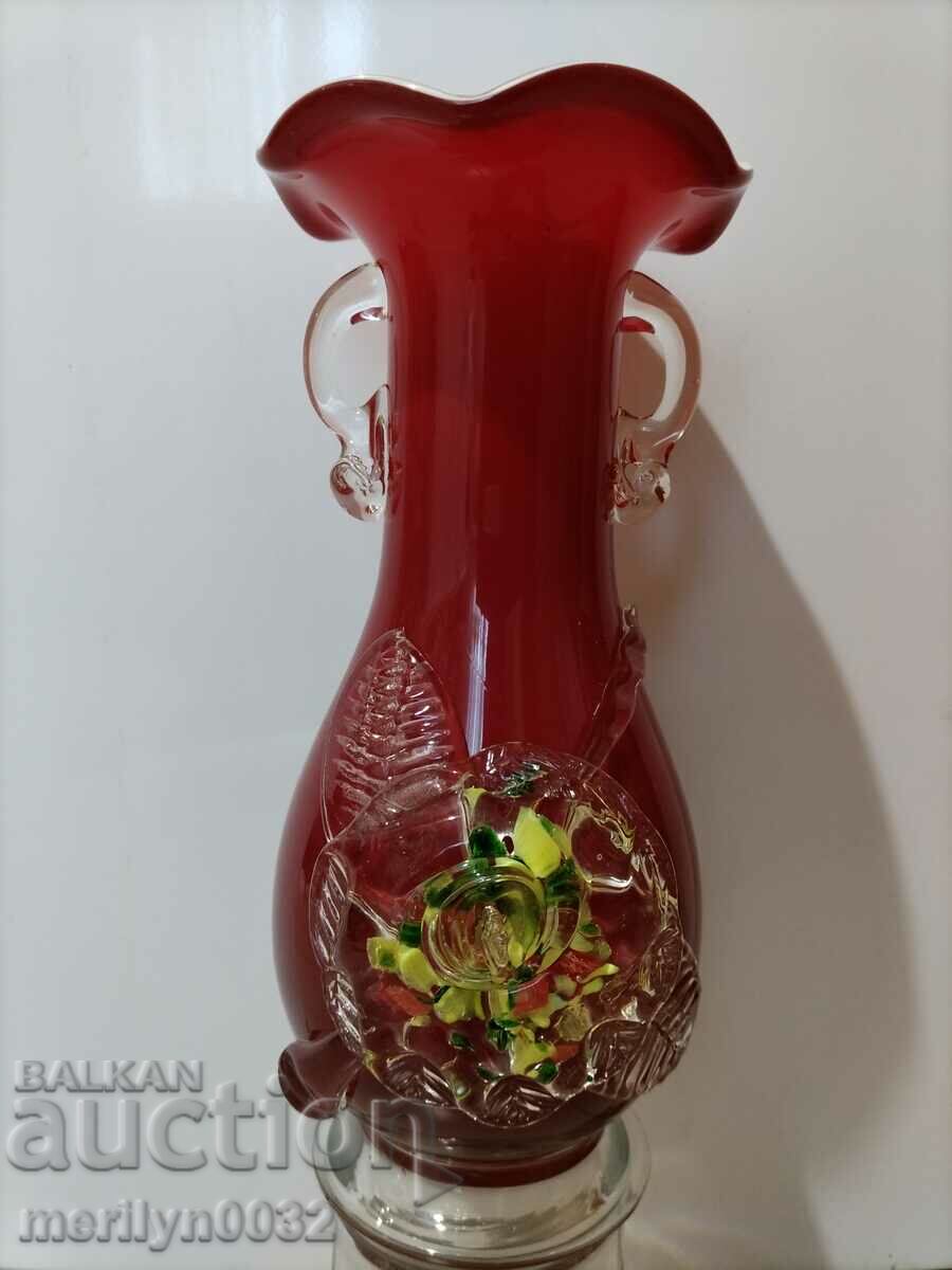 Murano glass vase with cape opening 24 cm high