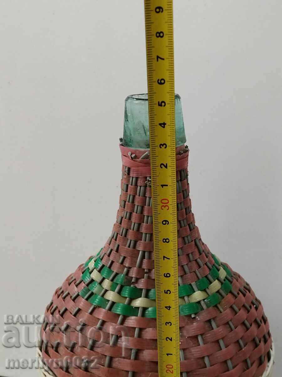 Old damajana with braid, large bottle, glass with price 42.00 BGN | € 21.47
