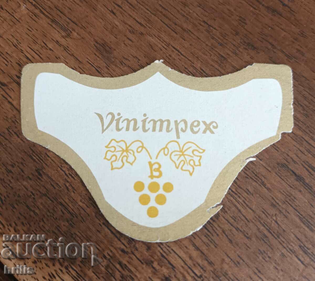 ETICHETĂ MICĂ DE VINIMPEX DIN ANII 1970