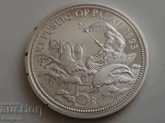 Auction Rare 1993 Palau $5 Silver Collector Coin; Palau Auction Rare 1993 Palau $5 Silver Collector Coin; Palau