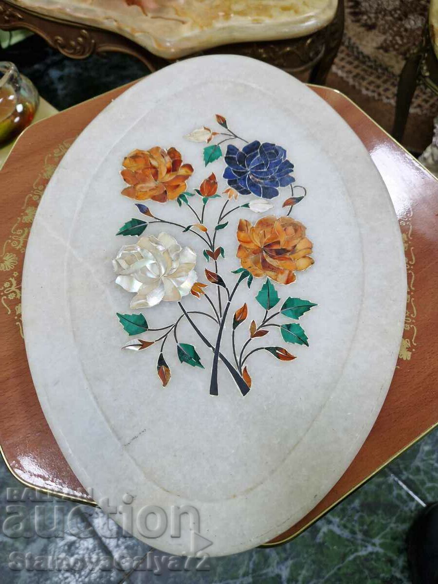 Indian marble plate with mother-of-pearl inlay with price 122.00 BGN | € 62.38