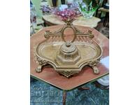 A great antique French bronze inkwell