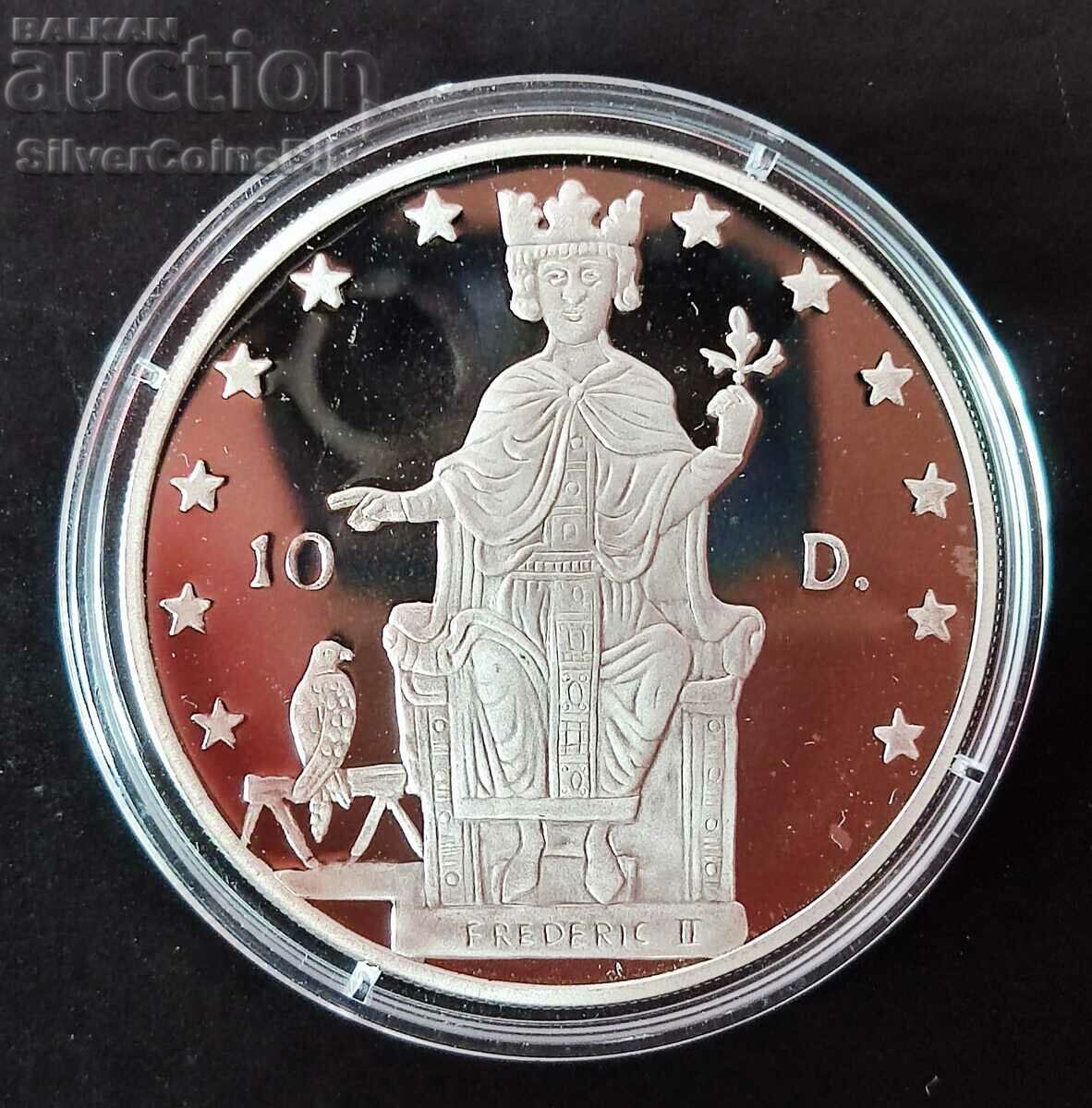 Silver 10 Dinera King Frederick II 1996 Andorra