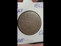 Moneda de bronz Marea Britanie 1 cent India Britanică 1862