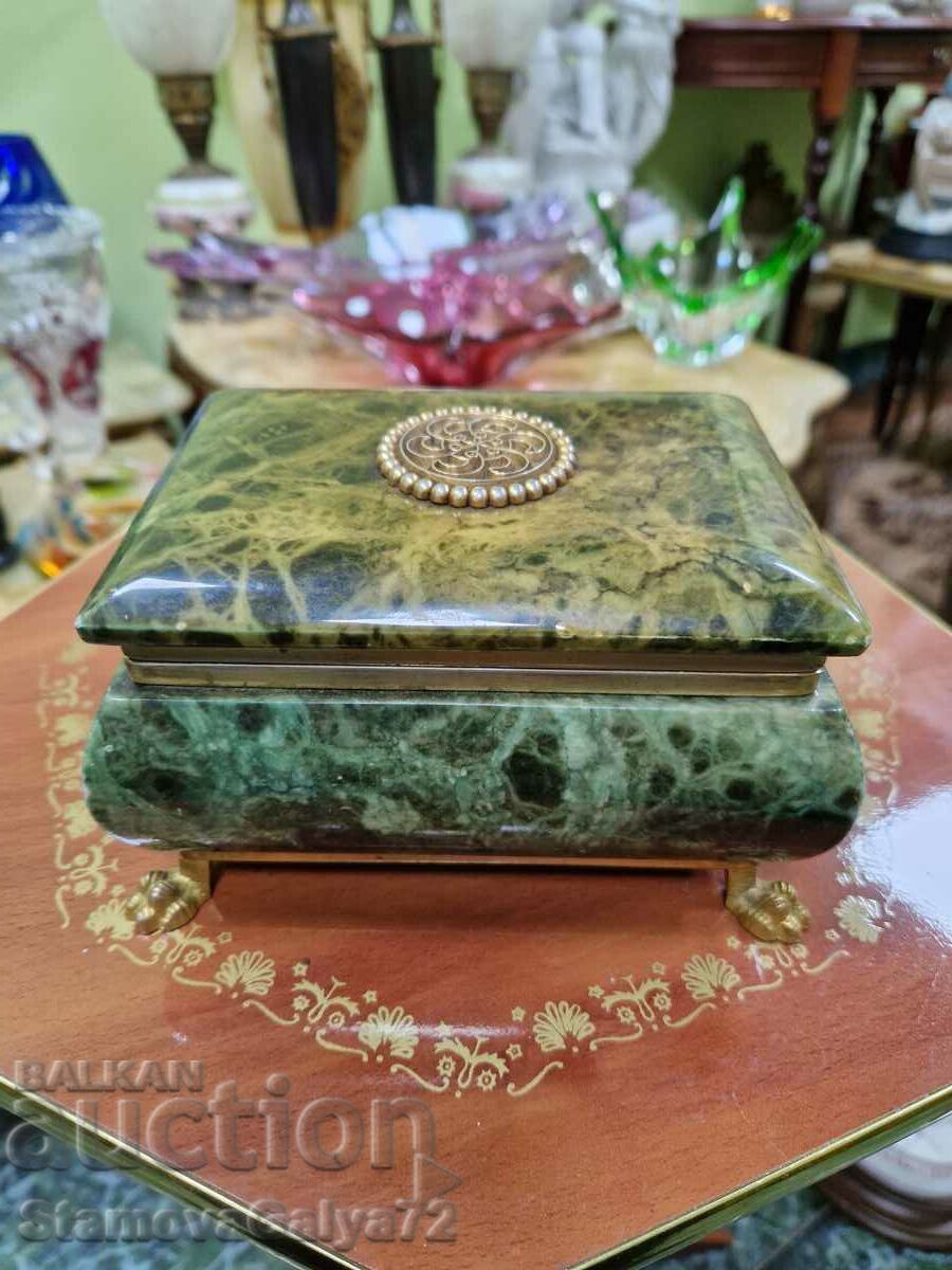 A wonderful antique marble jewelry box