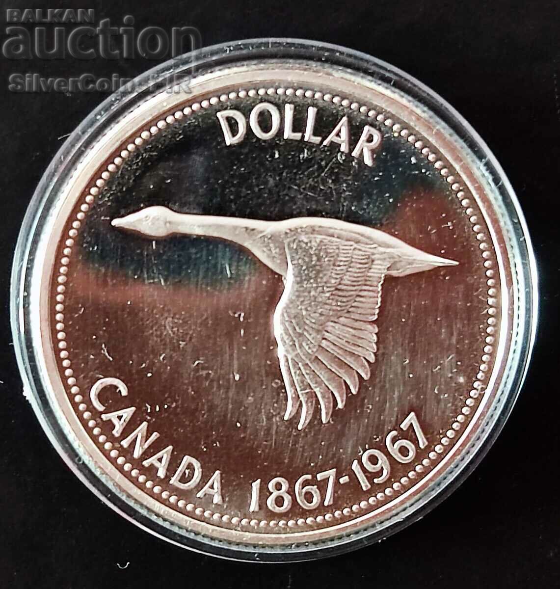 Argint 1 dolar Proof 100g. Canada 1967