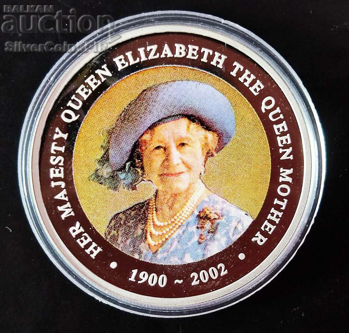 Silver $1 Queen Elizabeth I 2002 Color Cook Islands