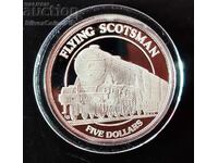 Silver $5 The Flying Scotsman 1996 Turks and Caicos