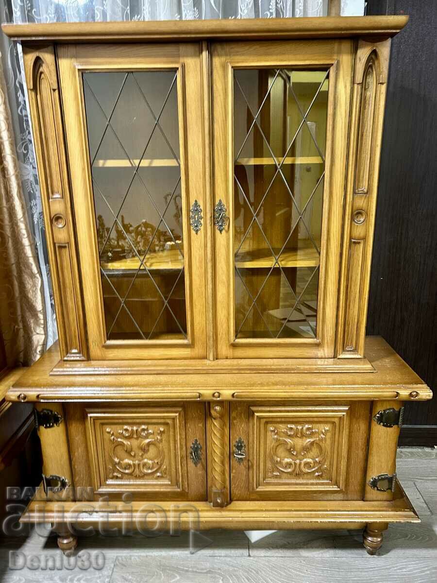 Beautiful solid wooden showcase with bronze elements