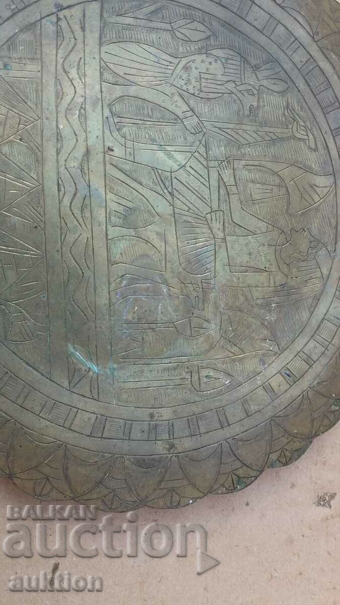 Auction SOLID BRONZE WALL PLATE - EGYPT, HAND ENGRAVED Auction SOLID BRONZE WALL PLATE - EGYPT, HAND ENGRAVED
