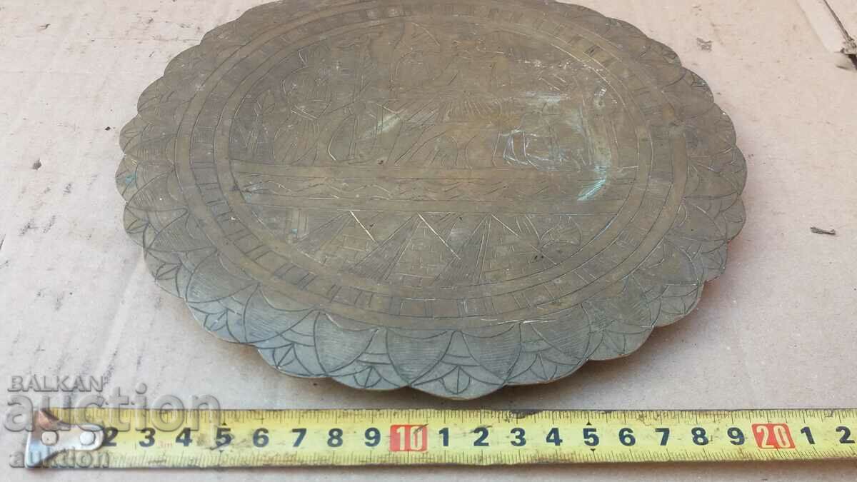 SOLID BRONZE WALL PLATE - EGYPT, HAND ENGRAVED - 5 SOLID BRONZE WALL PLATE - EGYPT, HAND ENGRAVED - 5