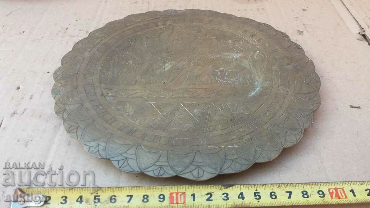 SOLID BRONZE WALL PLATE - EGYPT, HAND ENGRAVED - 6 SOLID BRONZE WALL PLATE - EGYPT, HAND ENGRAVED - 6