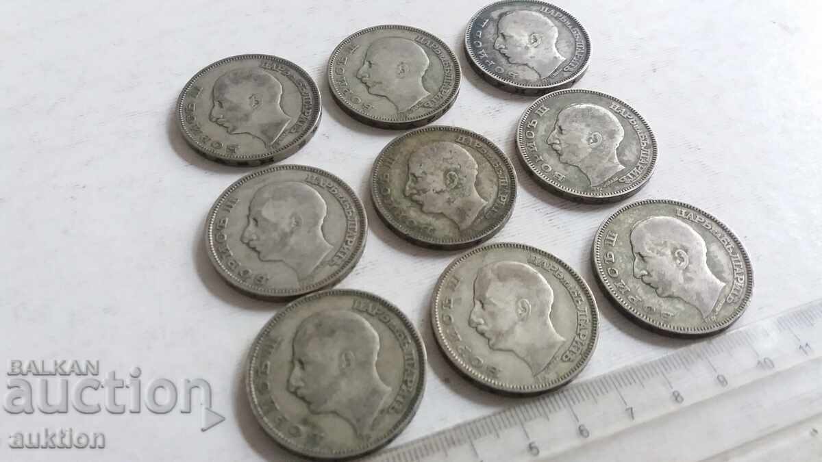 ЛОТ ОТ 9 БРОЯ ПО 100 ЛЕВА 1930 ГОДИНА - СРЕБРО - БОРИС 3 - 7