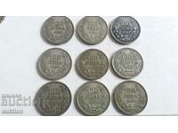 LOT OF 9 PIECES OF 100 BGN 1930 - SILVER - BORIS 3
